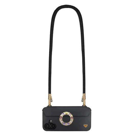 Adjustable Lurex Crossbody Strap With Tiny Bulb - Black