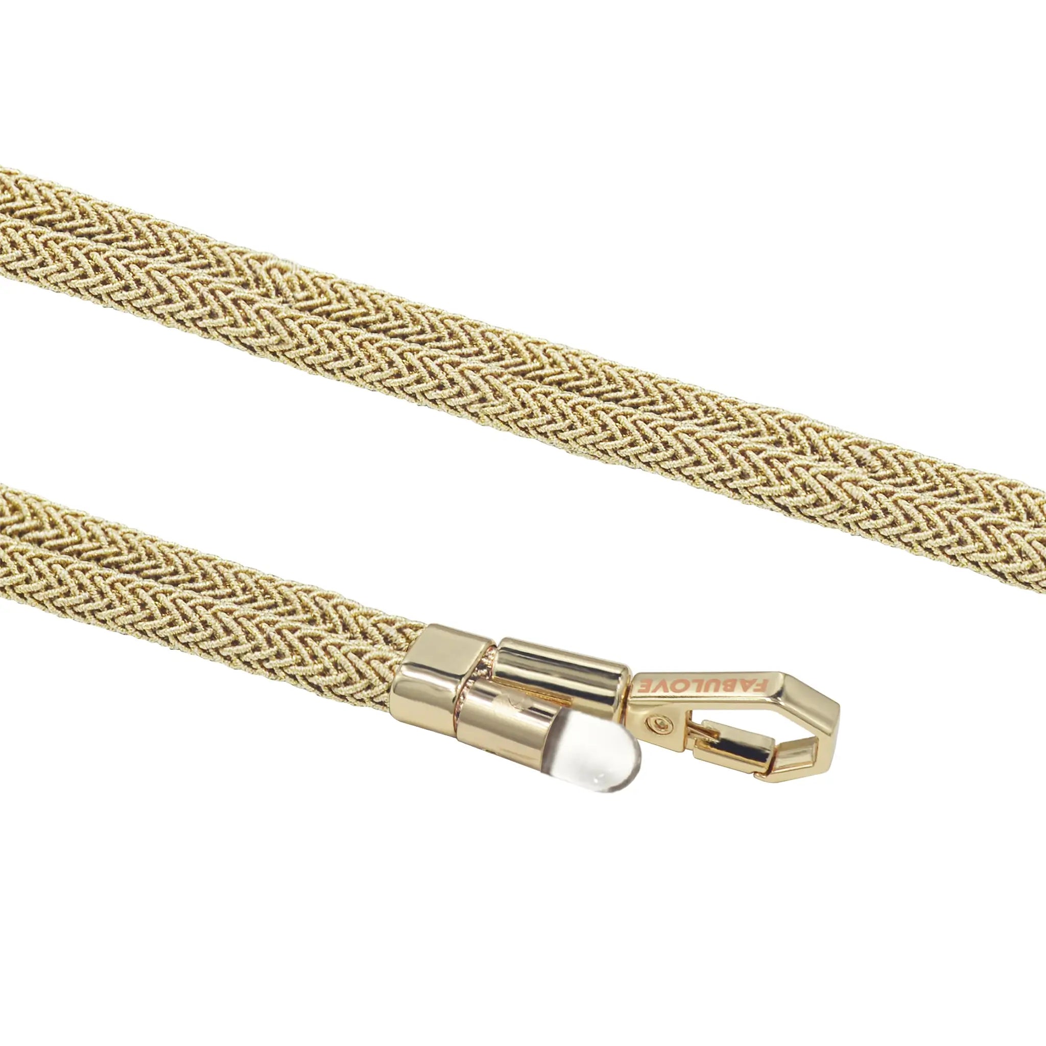 Adjustable Lurex Wristlet With Tiny Bulb - Golden