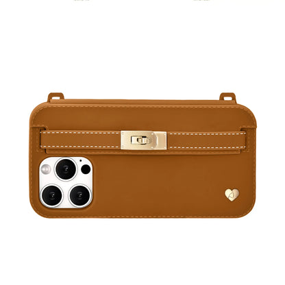 Recycled Silicone iPhone Purse Case with Card Compartment, Brown | LUMI