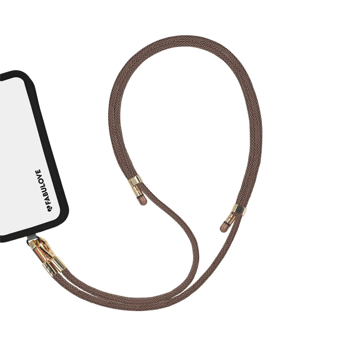 Adjustable Caramel Brown phone crossbody strap at iPhone charging port