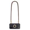 Caramel Brown phone crossbody strap securely mounted on FABULOVE iPhone case