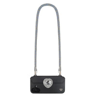 Iridescent phone crossbody strap securely mounted on FABULOVE iPhone case