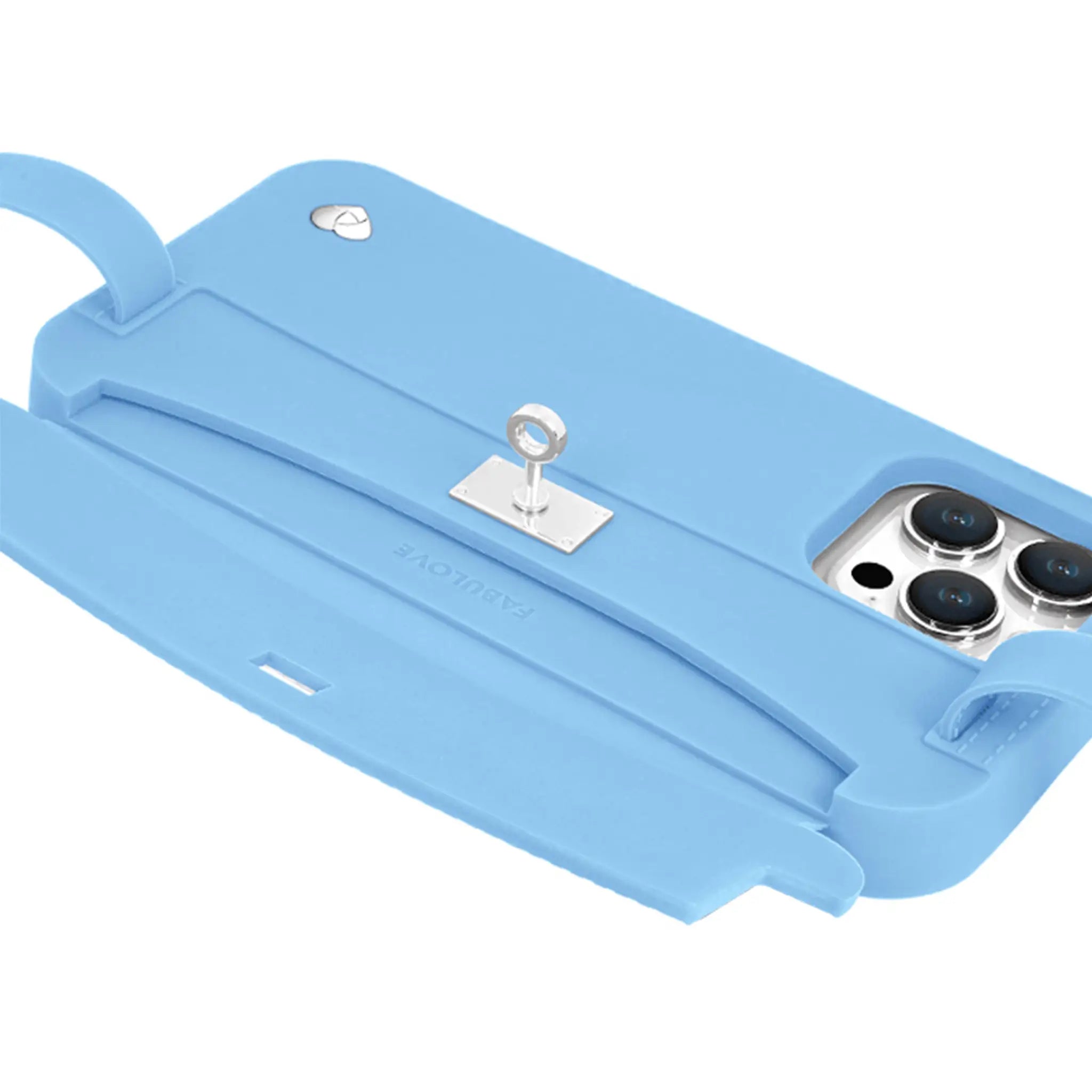 Recycled Silicone iPhone Purse Case with Card Compartment, Jordy Blue | LUMI