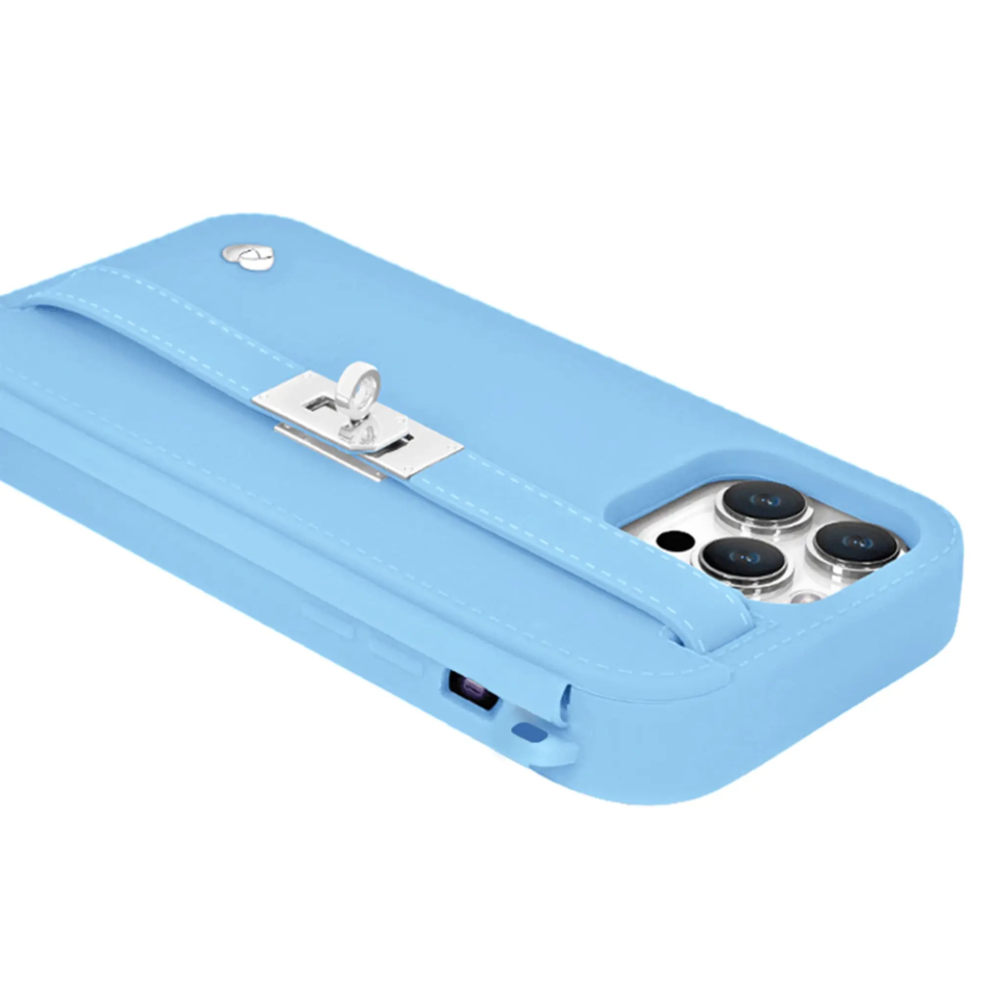 Recycled Silicone iPhone Purse Case with Card Compartment, Jordy Blue | LUMI