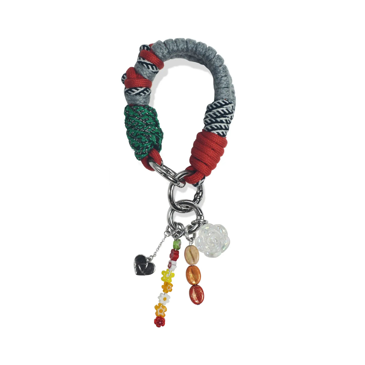 Lyra handle in hand-braided TENCEL™ hanging with charm attachments