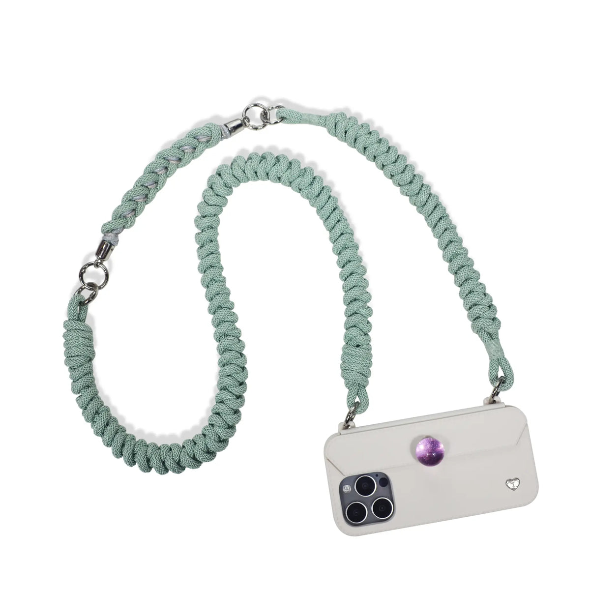 Hand-Braided Flexi Strap – Shoulder/Wristlet/Handle Set- Mint Green