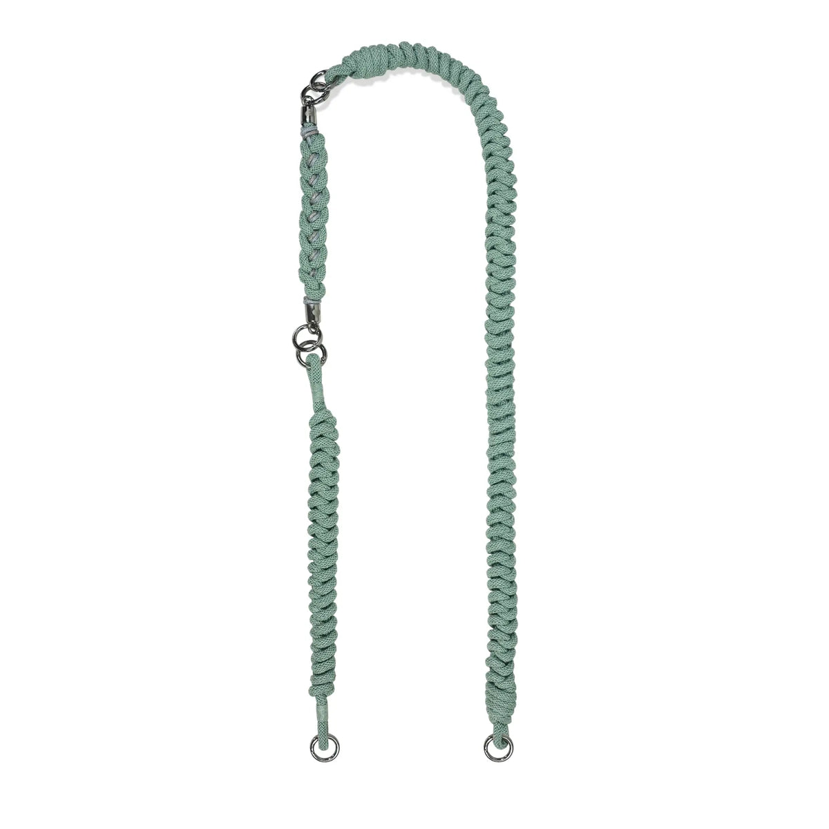 Mint green modular straps displayed with open clasps - shoulder length, wristlet and mini charm segments