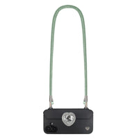 Mint Green phone crossbody strap securely secured to FABULOVE case lanyard holes