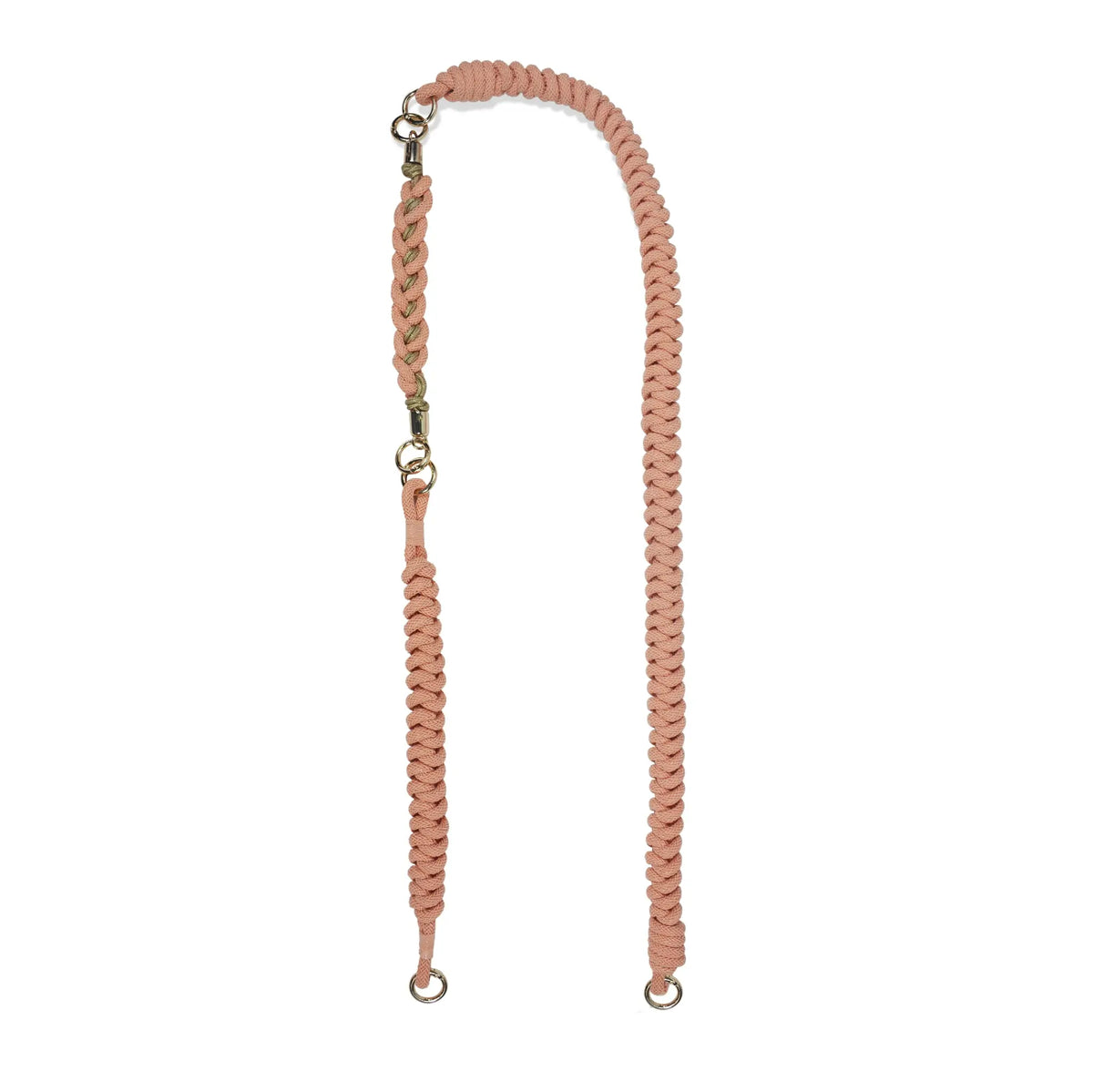 Vibrant peach orange straps in unlocked state - configure as shoulder strap, wristlet or pouch charm