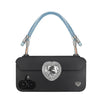 Peacock Blue phone strap securely attached to FABULOVE iPhone case
