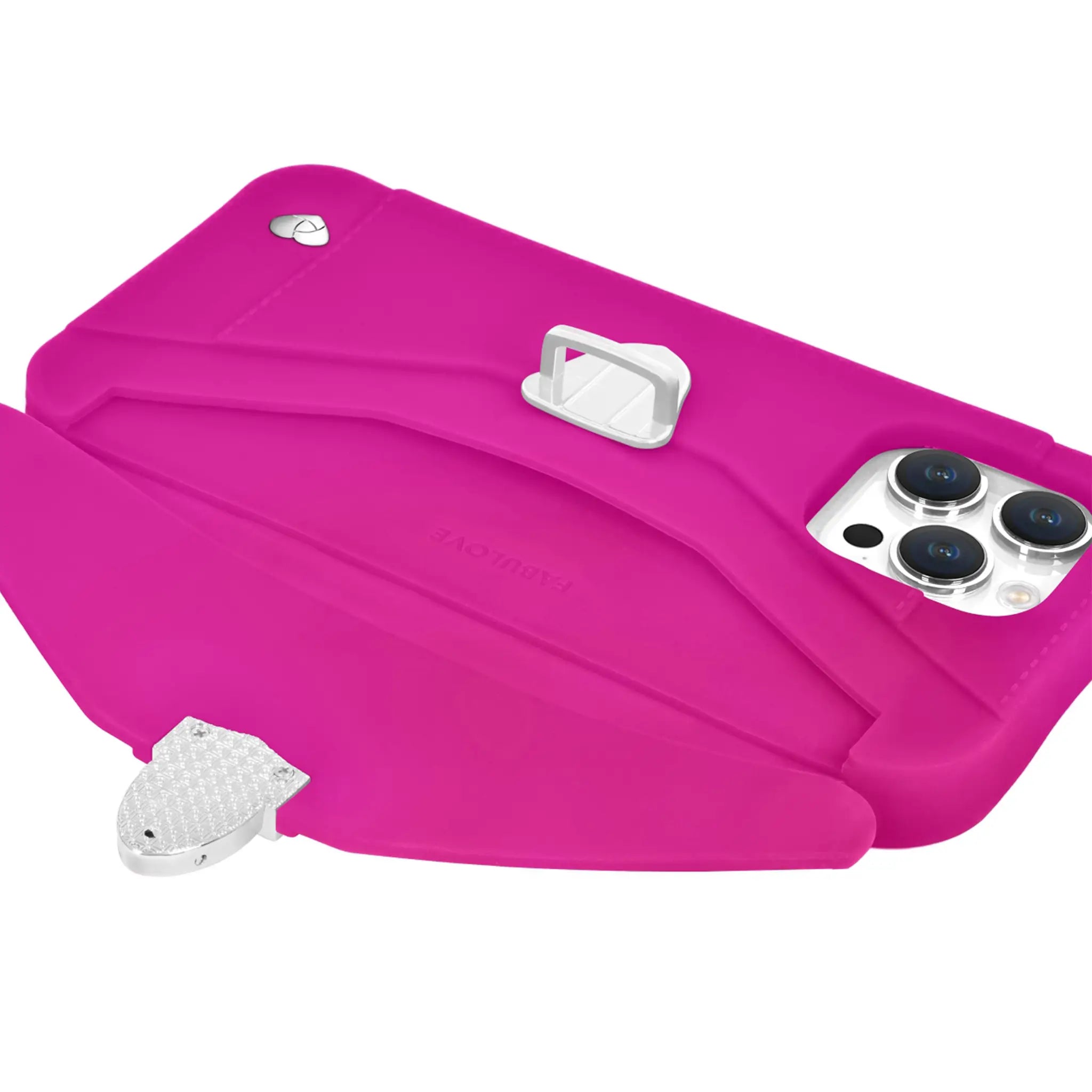 Purse Case: iPhone 13/14/15, Recycled Silicone, Hot Pink | AURA