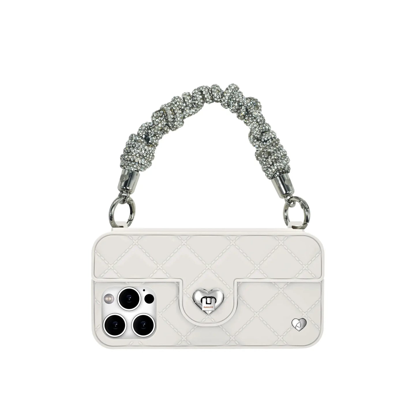 Hand-Braided Crystal Handle Strap - Silver