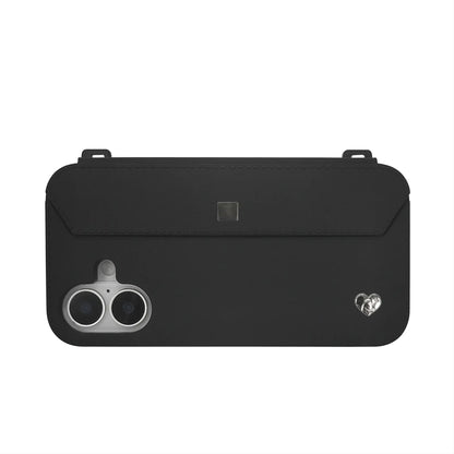 iPhone 16 Purse Case with Silver Accents - Black | Stylebase