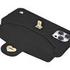Open card slot holding business cards in black phone case
