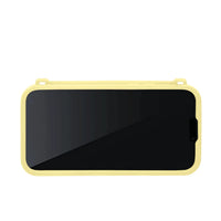 Front view of yellow silicone case with precise cutouts