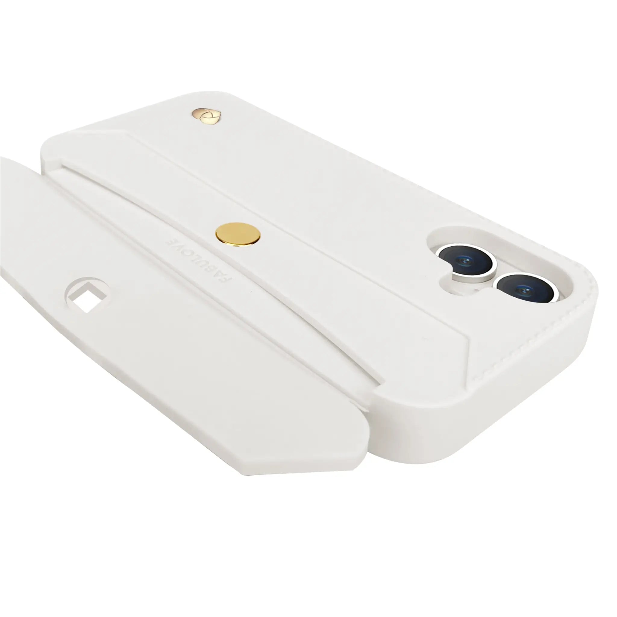 iPhone 16 Purse Case with Golden Accents - White | Stylebase