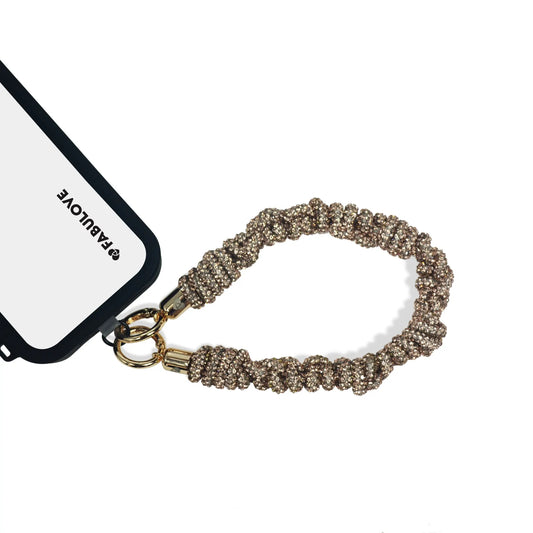 Hand-Braided Crystal Wrislet Strap - Rose Golden